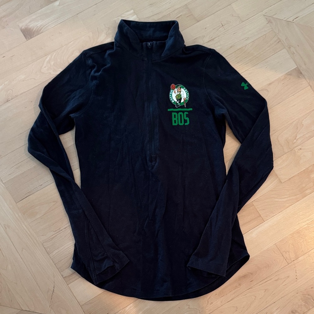Under Armour Black Long Sleeve Top with Green Logo
